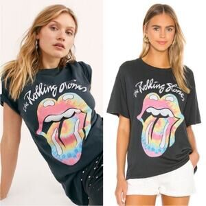 Daydreamer x Free People Rolling Stones Tie Dye Tongue Logo Tee Size XS